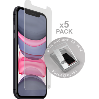 Pack de 5 Protège écrans iPhone 11 Original Garanti à vie - Pour machine de pose Force Glass