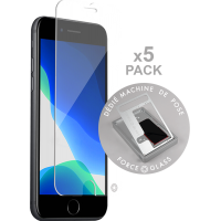 Pack de 5 Protège écrans iPhone SE 2022/SE/8/7/6S/6 Original Garanti à vie - Pour machine de pose Force Glass