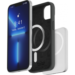 Coque iPhone 14 Pro Silicone Icon Compatible MagSafe Noire Puro