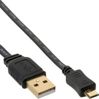Câble plat InLine® Micro USB 2.0 USB A à Micro-B noir / or 0,3 m