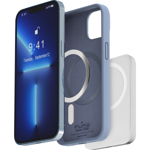 Coque iPhone 14 Plus Silicone Icon Compatible MagSafe Bleue Puro
