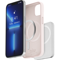 Coque iPhone 14 Pro Silicone Icon Compatible MagSafe Rose Puro