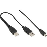 Câble USB Mini en Y, InLine®, 2x prise A à Mini-B prise (5 broches.), 1,5m