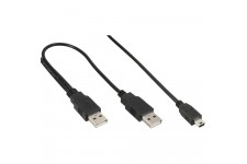 Câble USB Mini en Y, InLine®, 2x prise A à Mini-B prise (5 broches.), 1,5m
