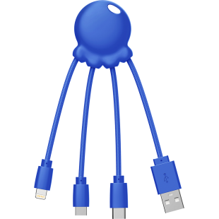 Câble Octopus Biodégradable USB A/micro USB & USB C & Lightning 1m Bleu Xoopar