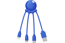 Câble Octopus Biodégradable USB A/micro USB & USB C & Lightning 1m Bleu Xoopar