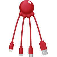 Câble Octopus Biodégradable USB A/micro USB & USB C & Lightning 1m Rouge Xoopar
