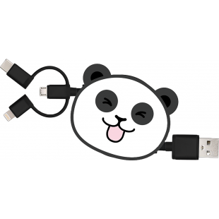 Câble SUZY rétractable USB A/micro USB & USB C & Lightning 1m Panda Yello Koko