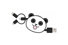 Câble SUZY rétractable USB A/micro USB & USB C & Lightning 1m Panda Yello Koko