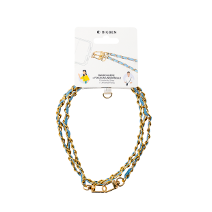 Bandoulière Universelle Amovible Chaine Gold + Bleu Bigben