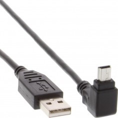 InLine® USB Type A mâle à Mini 5 broches mâle coudé à 90 ° noir 2m