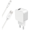Chargeur maison 2.4A IC Smart + Câble USB A/micro USB Blanc - 100% Plastique recyclé Bigben