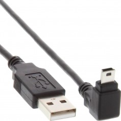 InLine® USB Type A mâle à Mini-USB mâle 5 broches inclinées à 90 ° noir 0.5m
