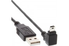 InLine® USB Type A mâle à Mini-USB mâle 5 broches coudées à 90 ° noir 1m