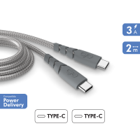 Câble Ultra-renforcé USB C/USB C 2m 3A Garanti à vie Gris - 100% Plastique recyclé Force Power