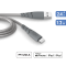 Câble Ultra-renforcé USB A/Lightning 1,2m 2.4A Garanti à vie Gris - 100% Plastique recyclé Force Power