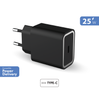 Chargeur maison USB C PD 25W Power Delivery Garanti à vie Noir - 100% Plastique recyclé Force Power Lite