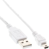 InLine® Mini câble USB 2.0 de type A mâle à Mini-B mâle 5 broches blanc 0.5m