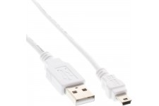 InLine® Mini câble USB 2.0 de type A mâle à Mini-B mâle 5 broches blanc 0.5m