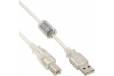 Câble USB 2.0, InLine®, A à B, transparent, avec noyau magnétique, 2m