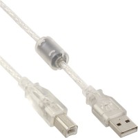 Câble USB 2.0, InLine®, A à B, transparent, avec noyau magnétique, 3m
