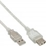 USB 2.0 Rallonge, InLine®, mâle/fem. type A, transparent, 2m