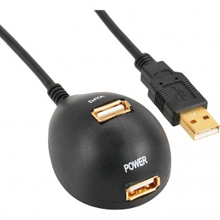 USB 2.0 Rallonge, InLine®, mâle/fem. type A, noir, avec pied, 5m