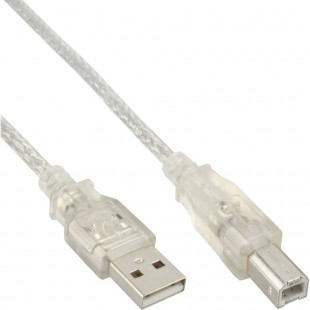 Câble USB 2.0, InLine®, A à B, transparent, 5m