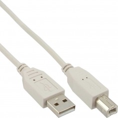 Câble USB 2.0, InLine®, A à B, beige, 3m, bulk