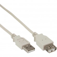 USB 2.0 Rallonge, InLine®, mâle/fem. type A, beige, 3m, bulk