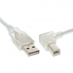 Câble USB 2.0, InLine®, A à B plié à droite, transparent, 5m