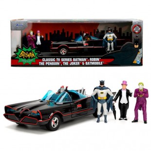 DC Comics Batman Batmovil vehicle 1966 + 4 figures set 1:24