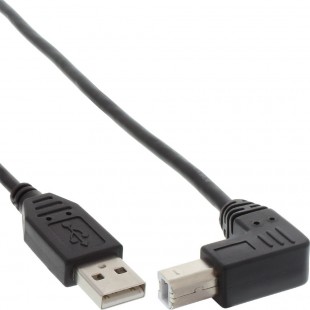 Câble USB 2.0, InLine®, A à B plié en bas, noir, 3m