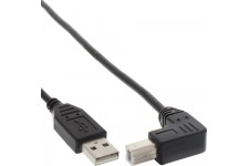 Câble USB 2.0, InLine®, A à B plié en bas, noir, 3m