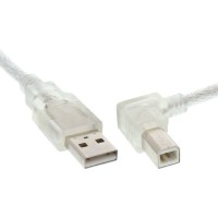 Câble USB 2.0, InLine®, A à B plié à droite, transparent, 1m