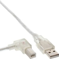 Câble USB 2.0, InLine®, A à B plié à gauche, transparent, 3m