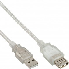 Câble de rallonge InLine® USB 2.0 de type A mâle à femelle transparent, 0,5 m