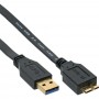 Câble plat InLine® USB 3.0 de type A mâle à Micro B mâle noir 1 m