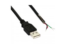 Câble InLine® USB 2.0 de type A mâle à extrémité ouverte noire 2m