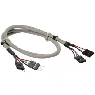 USB 2.0 Rallonge, interne, 2x 4 broches connecteur IDC sur connecteur IDC femelle, 60cm, bulk
