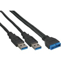 Câble adaptateur InLine® USB 3.0 Premium 2x USB Un connecteur mâle vers carte mère de 0,4 m