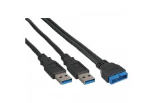 Câble adaptateur InLine® USB 3.0 Premium 2x USB Un connecteur mâle vers carte mère de 0,4 m