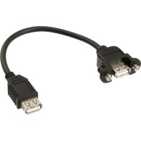 Câble adaptateur USB 2.0 InLine®, type A, femelle à connecteur de châssis, type A, 0,2 m