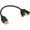 Câble adaptateur USB 2.0 InLine®, type A, femelle à connecteur de châssis, type A doré, 0,2 m