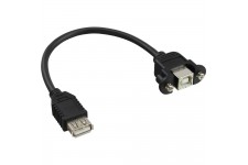 Câble adaptateur USB 2.0 InLine® de type A femelle à connecteur de châssis type B 0,2 m