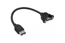 Câble adaptateur USB 3.0 InLine®, type A, femelle à connecteur de châssis, type A, 0,2 m