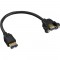 Câble adaptateur USB 3.0 InLine®, type A, femelle à connecteur de châssis, type A doré, 0,2 m