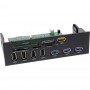Panneau avant InLine® pour lecteur de carte USB 3.0 baie 5.25 "8 ports USB 3.0 / 2.0 USB