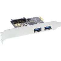 Carte contrôleur hôte USB 3.0 InLine® à 2 ports avec port d'alimentation auxiliaire SATA PCIe