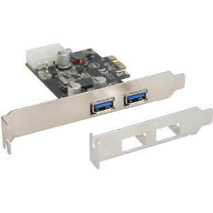 Contrôleur hôte PCIe 2 ports InLine® USB 3.0 avec support de taille normale + profil bas
